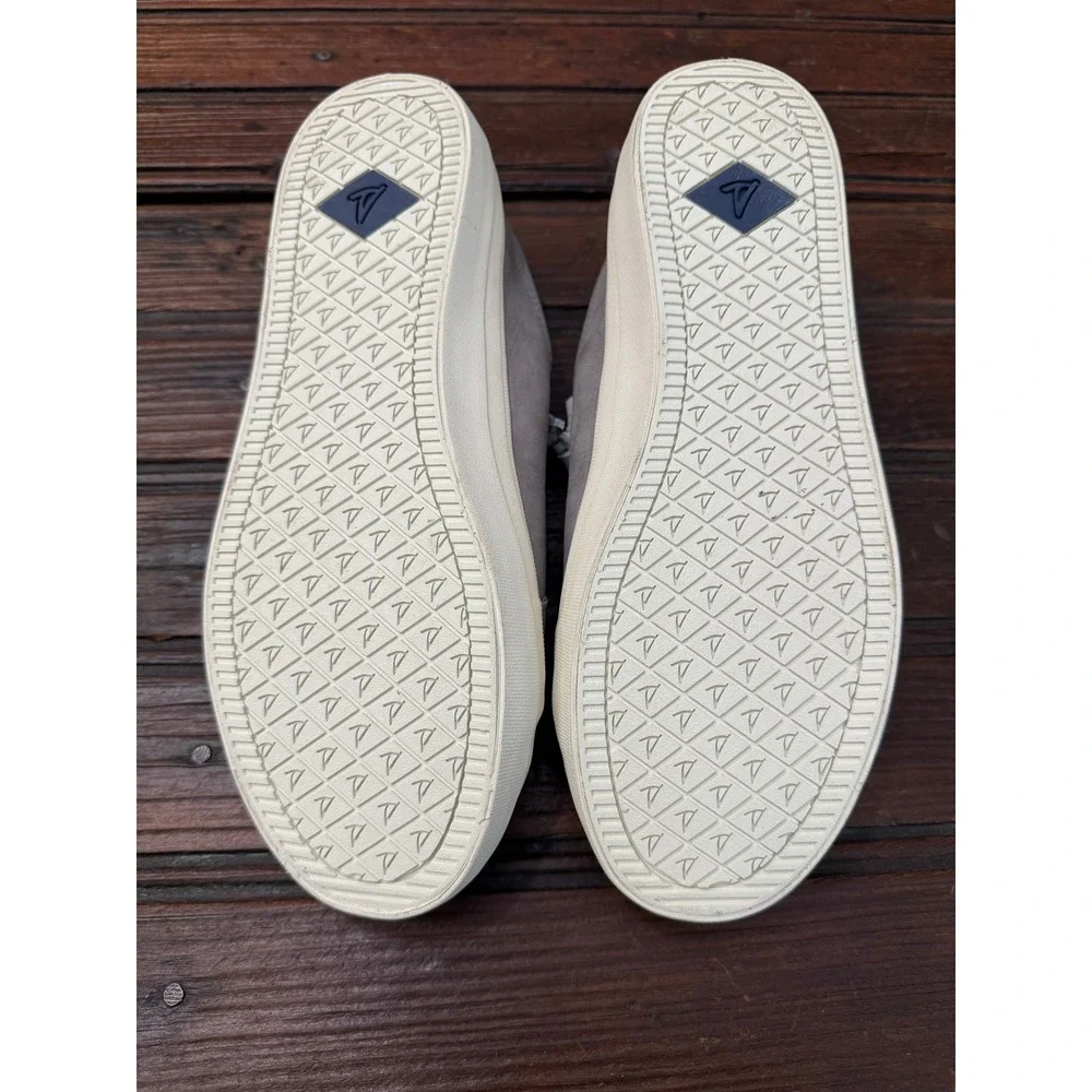 Sperry Crest Vibe Washable Leather Barrel Lace Sneakers Light Grey 8.5 Preppy
